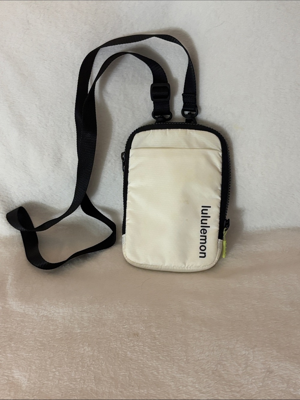 lululemon athletica Cream Crossbody Phone Pouch with Black Strap